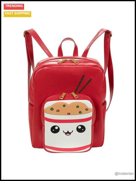 Kawaii Ramen Noodle Faux Leather Backpack Purse